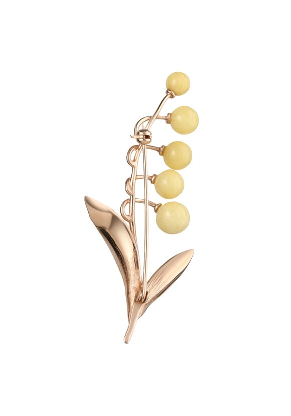 Брошь серебряная Ландыш золотистый шир.  580, рис. 2