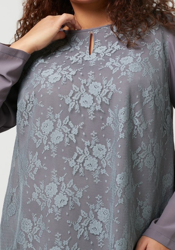 Блуза с кружевом однотонная шир.  580, рис. 15