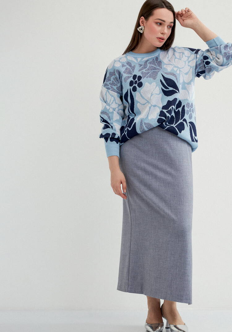 Джемпер прямого силуэта и цветочным принтом шир.  750, рис. 21