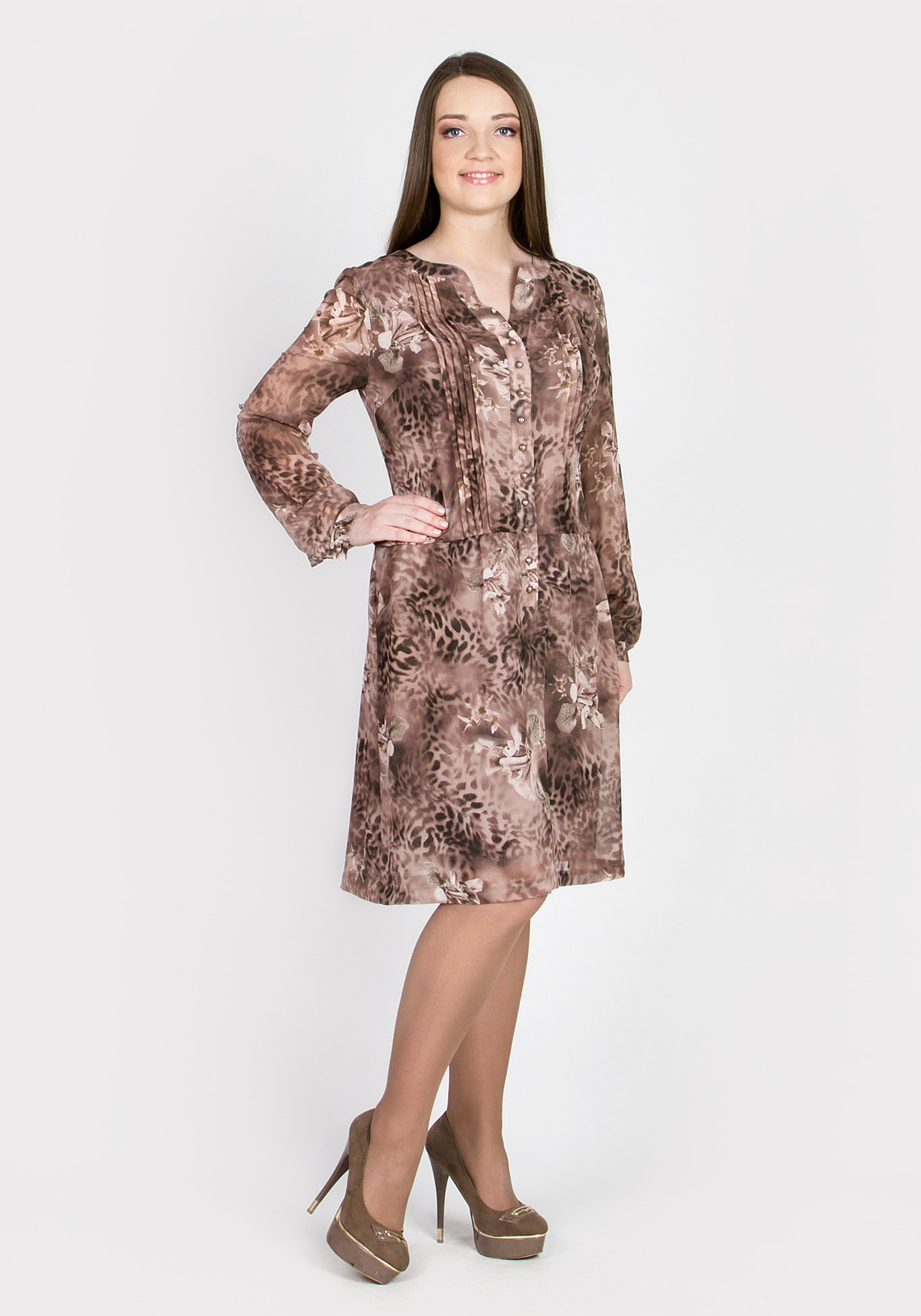 Платье на пуговицах с отрезной юбкой Julia Weber, цвет розовый, размер 46 - фото 1