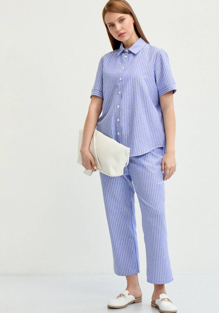 Брюки зауженные в полоску шир.  750, рис. 25