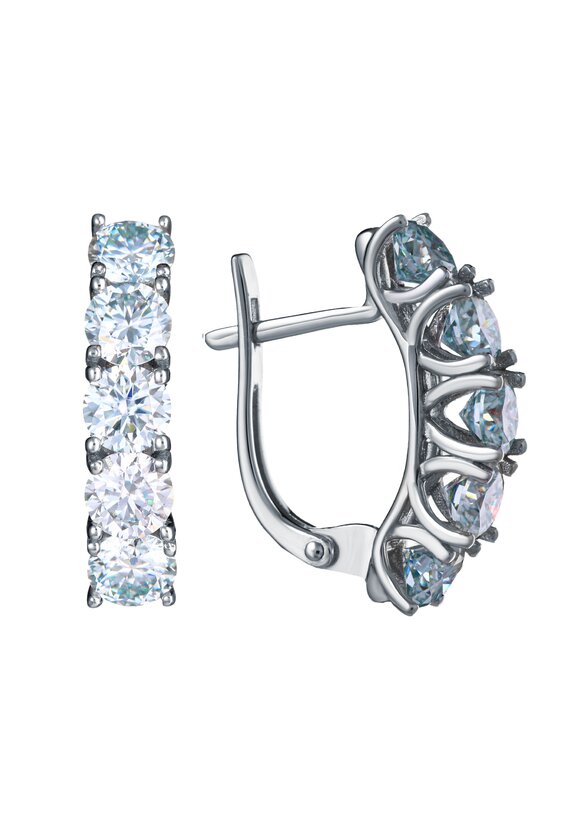 Серьги серебряные Хрустальная диадема шир.  580, рис. 1