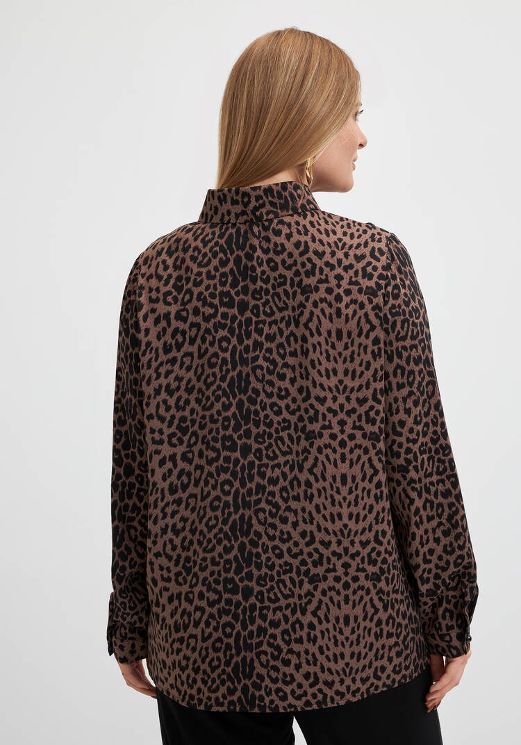 Блуза с анималистическим принтом и кружевом шир.  750, рис. 3