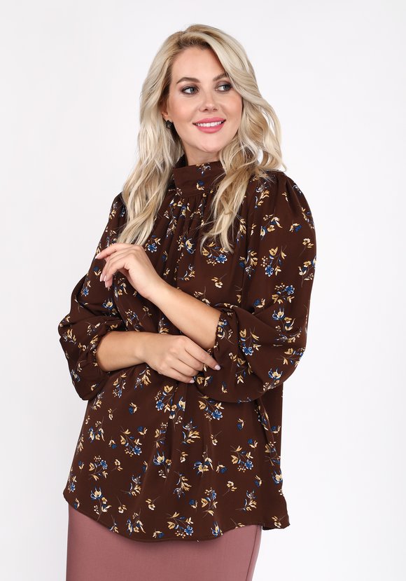 Блуза с воротником стойка и длинным рукавом шир.  580, рис. 11