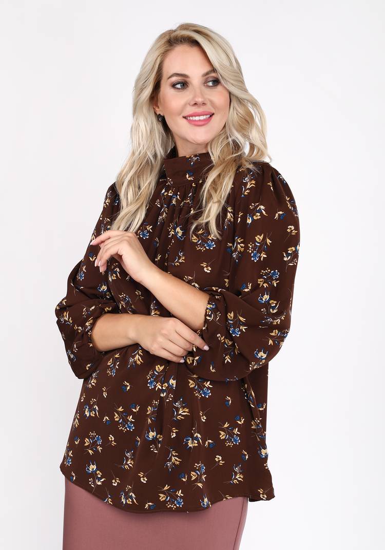 Блуза с воротником стойка и длинным рукавом шир.  750, рис. 11