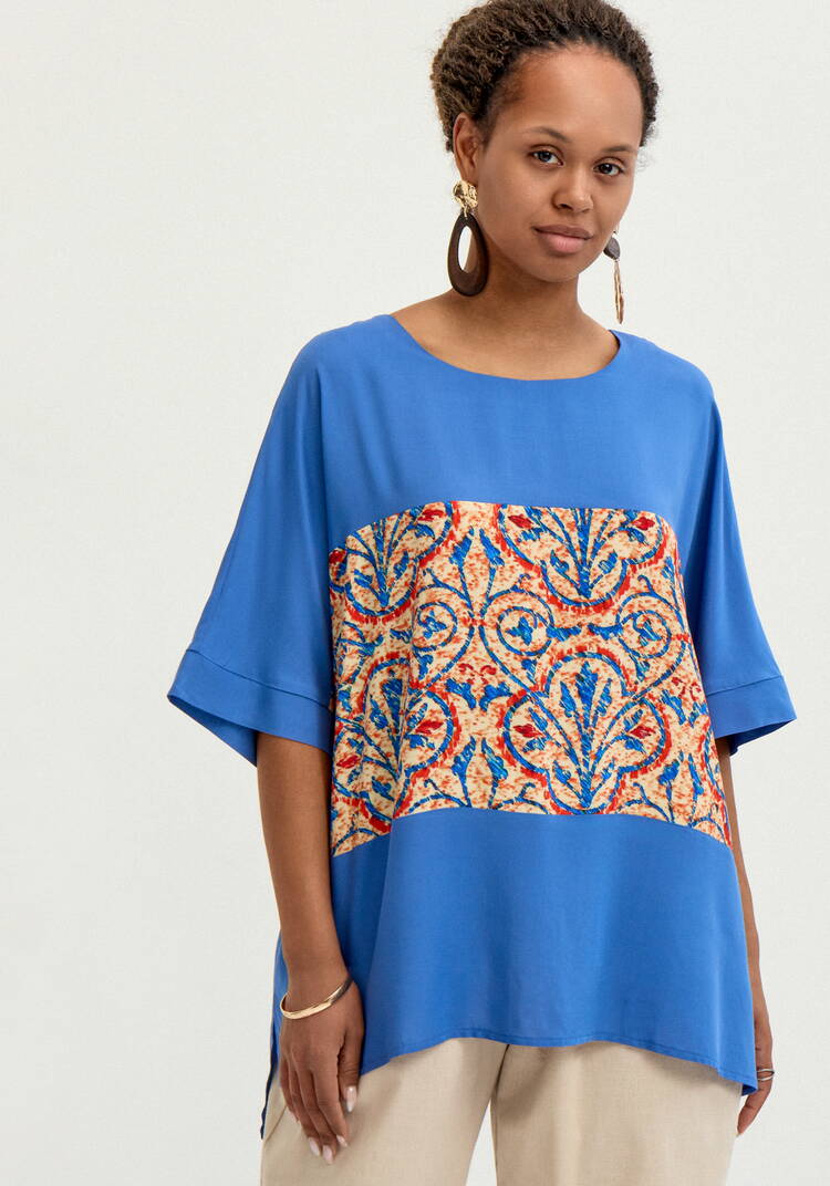 Блуза с принтом из штапеля шир.  750, рис. 16