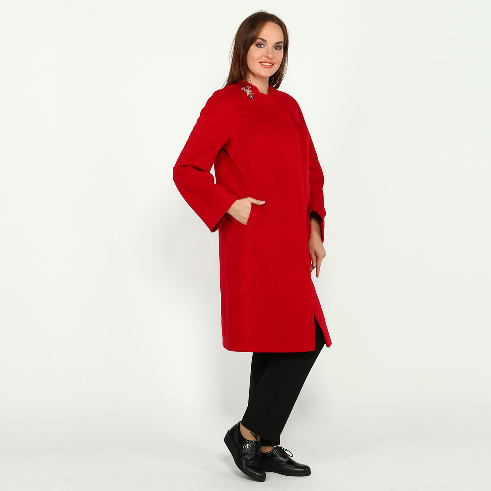 Пальто прямого кроя Fidan, размер 54, цвет красный рост 164 - фото 3