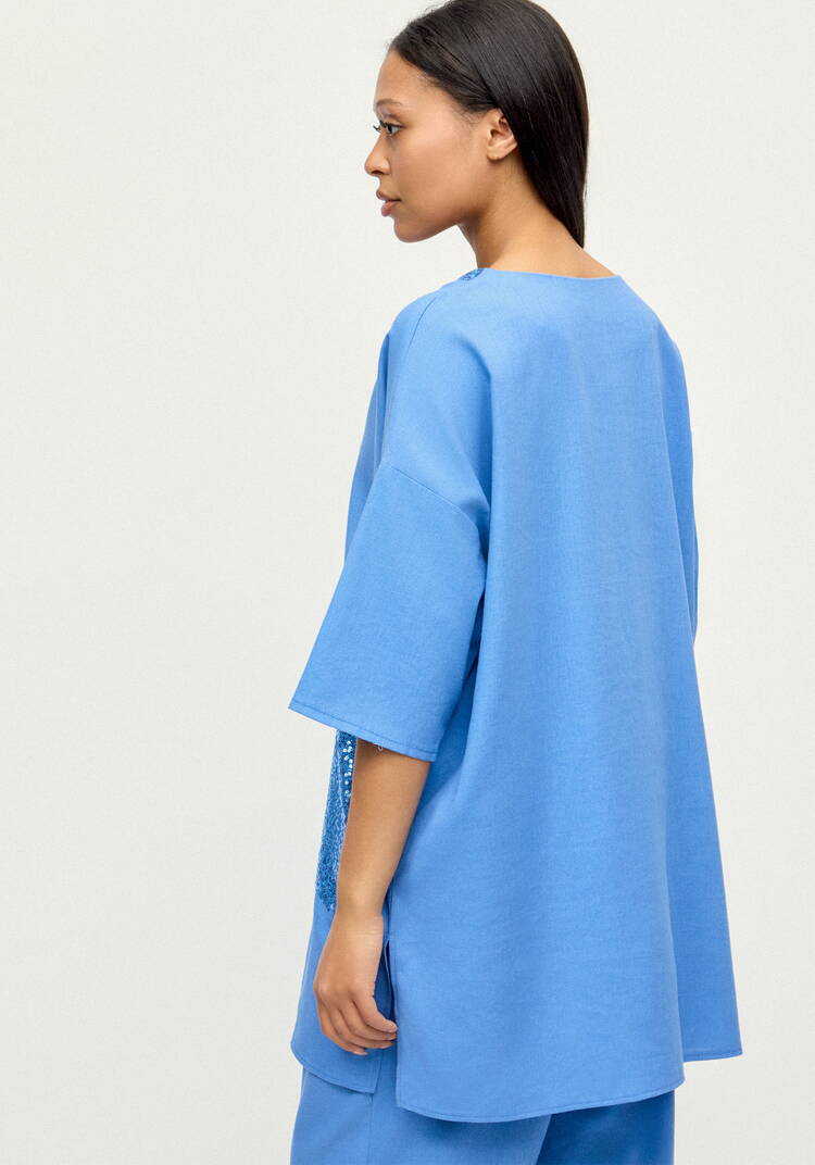 Блуза изо льна с паетками шир.  750, рис. 3