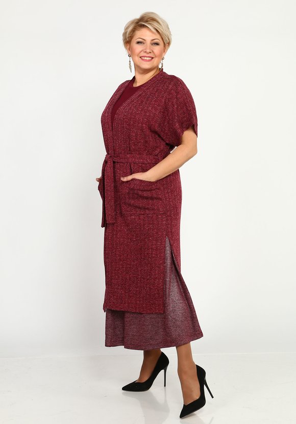 Кардиган с карманами и поясом удлиненный шир.  580, рис. 11