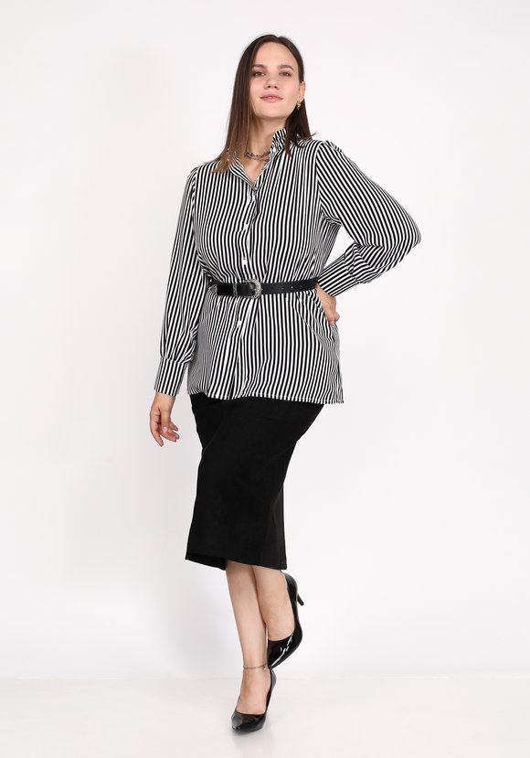 Блуза с эффектным воротником-стойка шир.  580, рис. 3