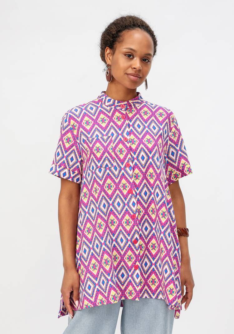 Блуза с геометрическим рисунком шир.  750, рис. 4