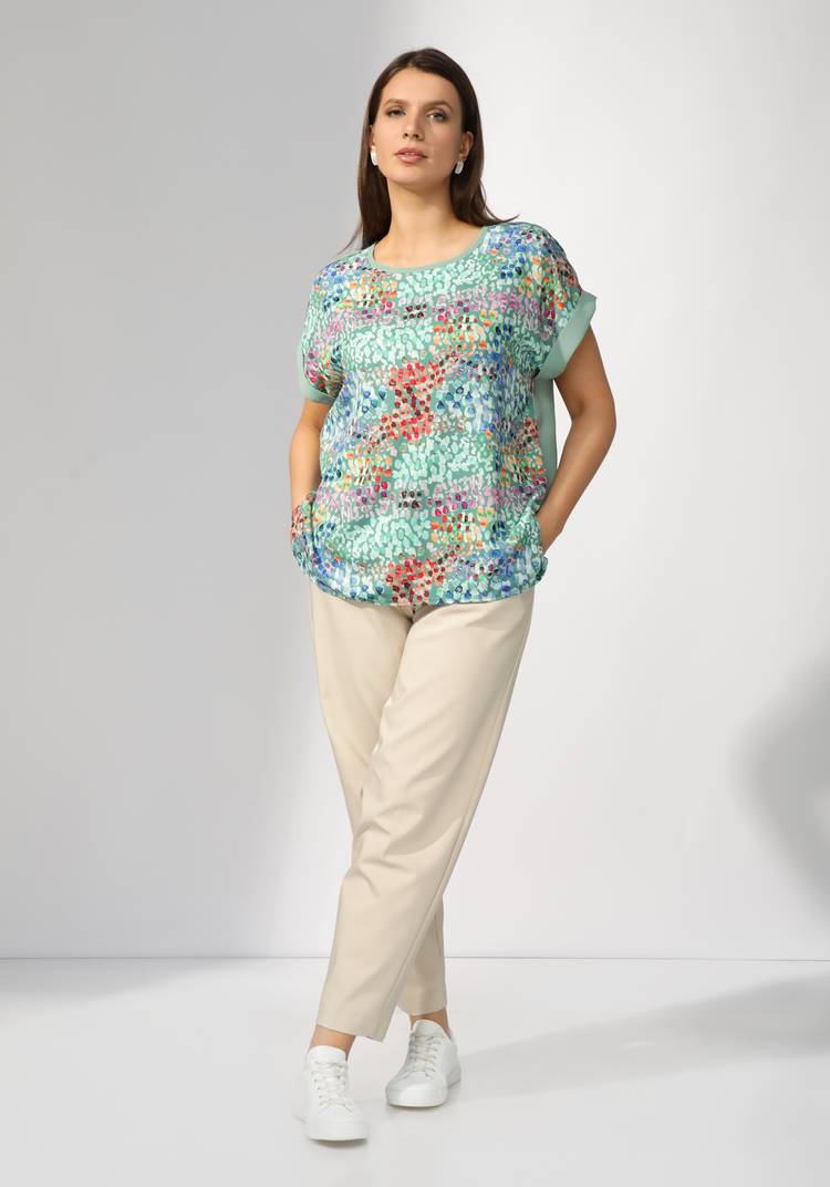 Блуза комбинированная с фантазийным принтом шир.  750, рис. 2