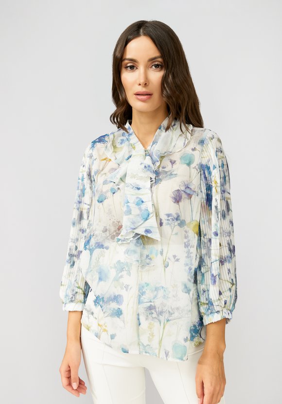 Блуза с бантом и плиссировкой по рукавам шир.  580, рис. 4