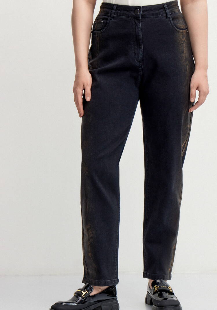 Джинсы со змеиным принтом и напылением шир.  750, рис. 11