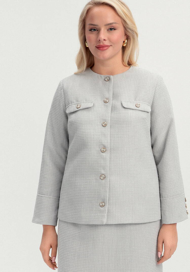 Пиджак из твида однобортный шир.  750, рис. 4