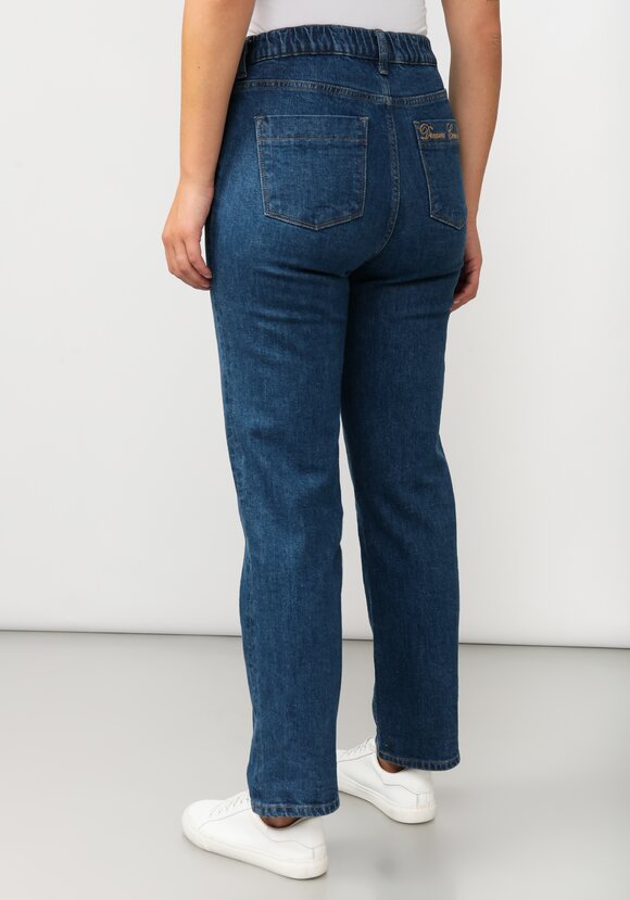 Джинсы прямого кроя с вышивкой на кармане шир.  580, рис. 9