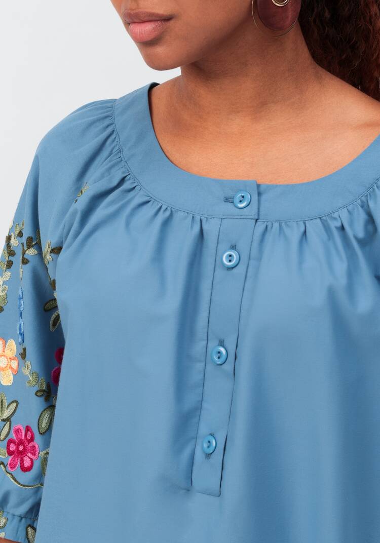 Блуза с цветочной вышивкой и рукавом реглан шир.  750, рис. 39