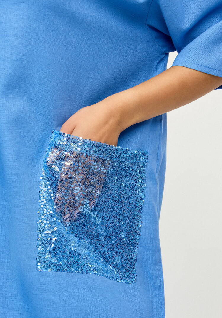 Блуза изо льна с паетками шир.  750, рис. 6