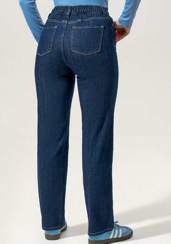 Джинсы прямые с принтом на кармане шир.  580, рис. 10