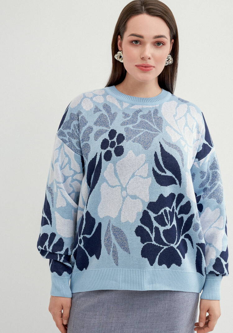 Джемпер прямого силуэта и цветочным принтом шир.  750, рис. 18