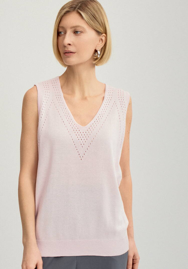 Топ женский без рукава с ажурным рисунком шир.  750, рис. 4