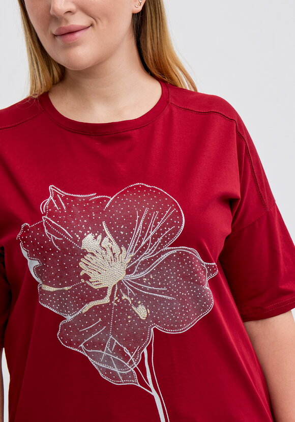 Футболка с цветочным принтом и стразами шир.  580, рис. 35