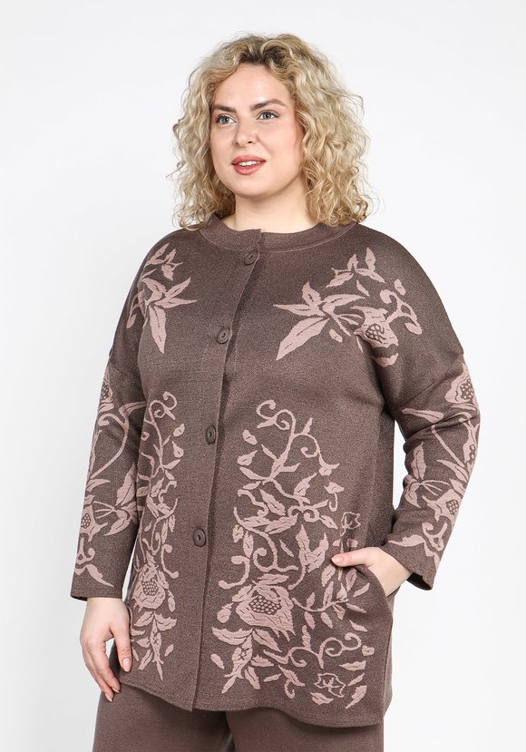 Кардиган с цветочным принтом на пуговицах шир.  580, рис. 2