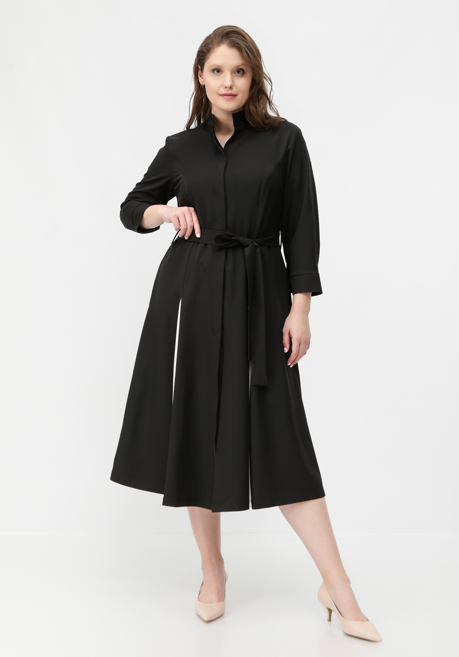 Платье с контрастными вставками в складках VeraVo, цвет черный, размер 60 - фото 7