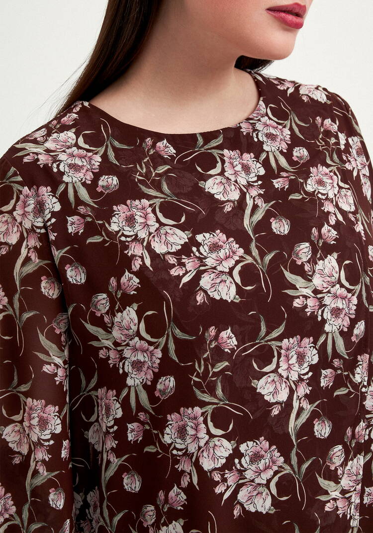 Платье в цветочный принт с шифоном шир.  750, рис. 13