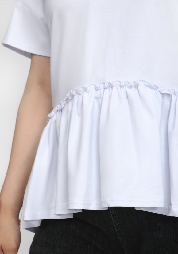 Блуза с рюшей по низу шир.  580, рис. 8