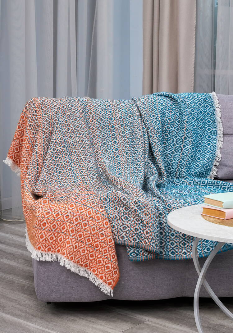 Плед с бахромой Хлопковый жаккард шир.  750, рис. 29