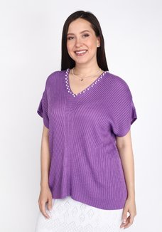 Туника свободного силуэта с отделкой бусинами