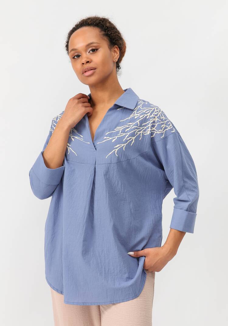 Блуза с принтом по плечам шир.  750, рис. 32