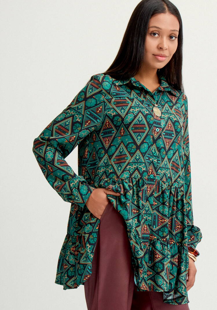 Блуза свободная с воланами по низу шир.  750, рис. 7