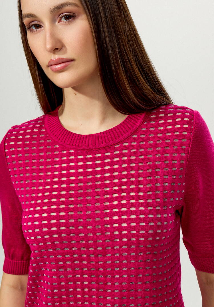 Джемпер с передней полочкой ажурной вязки шир.  750, рис. 20