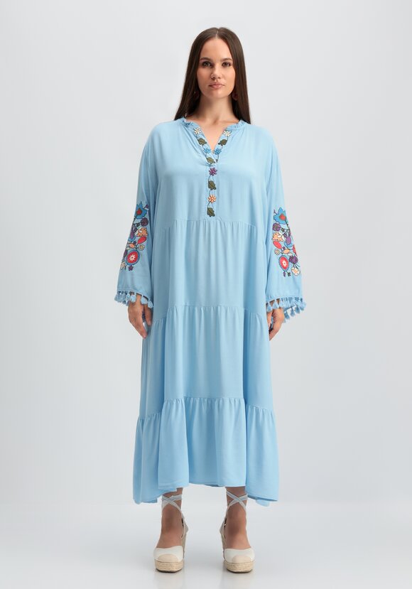 Платье ярусное с вышивкой и бахромой шир.  580, рис. 13