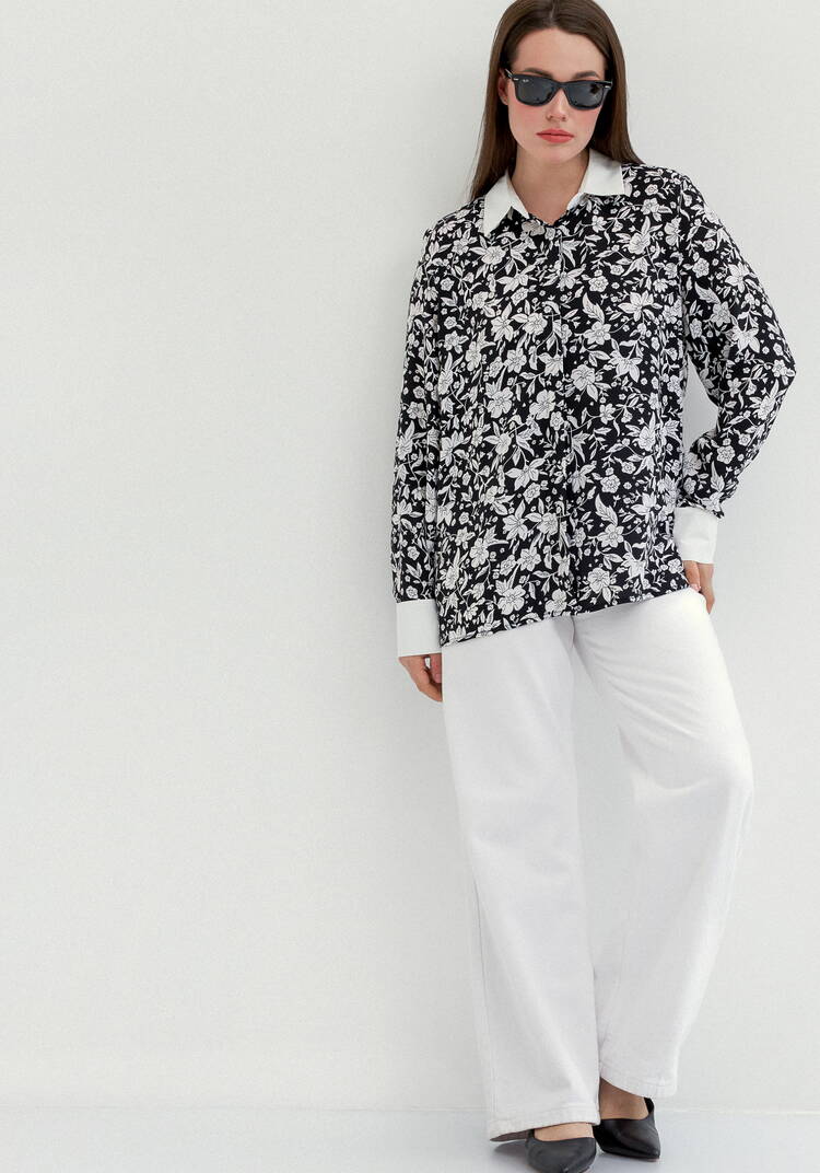 Блуза с контрастными манжетами и воротом шир.  750, рис. 7