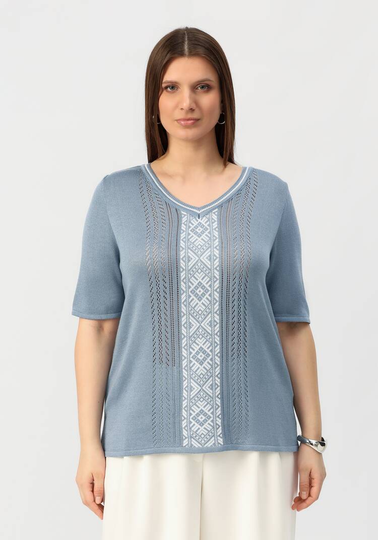 Пуловер с узором на передней полочке шир.  750, рис. 12