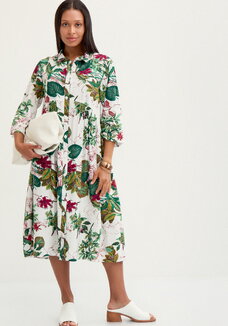 Платье рубашка с тропическим принтом