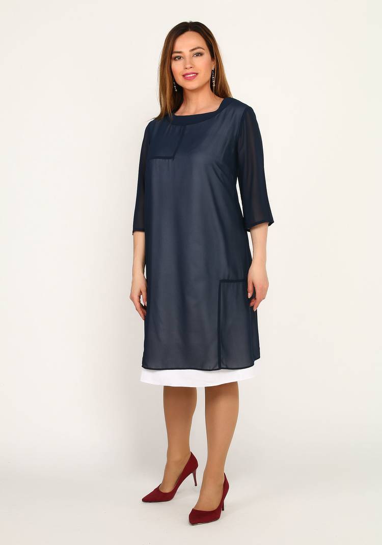 Платье шифоновое с контрастным подолом шир.  750, рис. 2