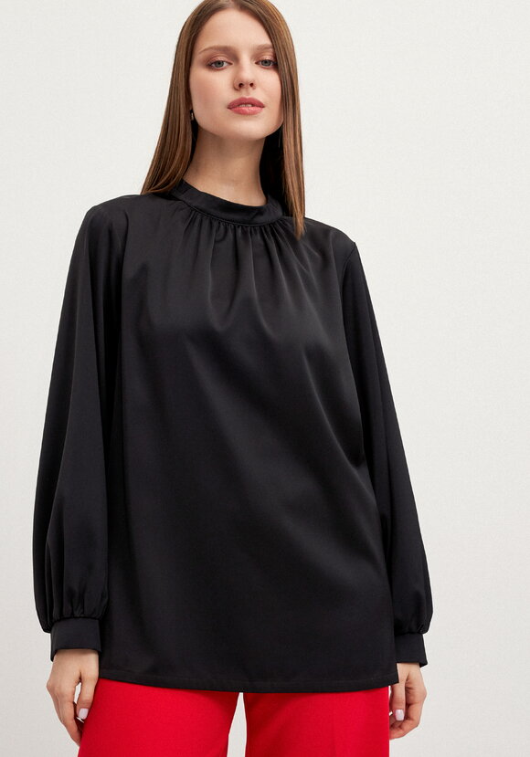 Блуза шелковая с воротником-стойкой шир.  580, рис. 22