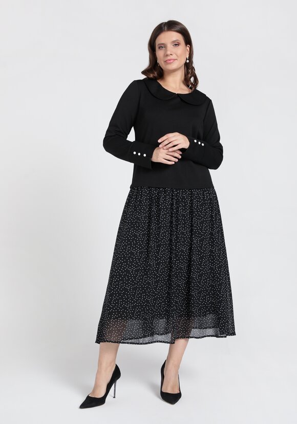 Платье с комбинированной тканью шир.  580, рис. 6