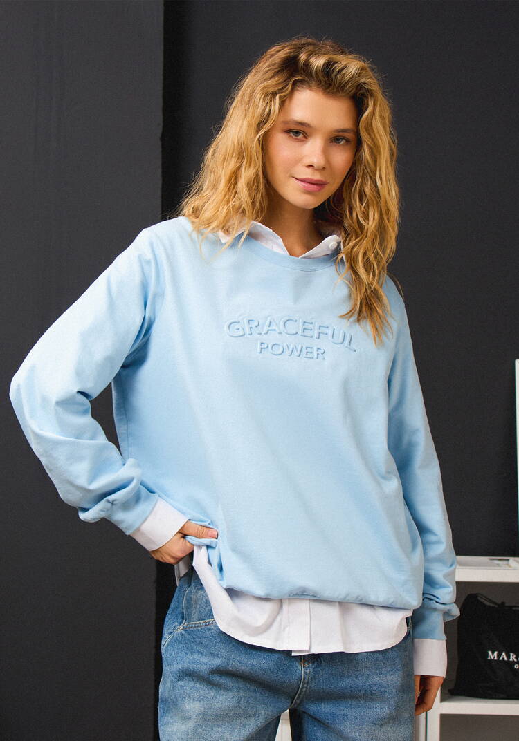 Свитшот с объемным принтом на груди шир.  750, рис. 13