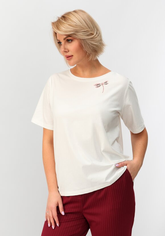 Блуза с принтом стрекоза шир.  580, рис. 7