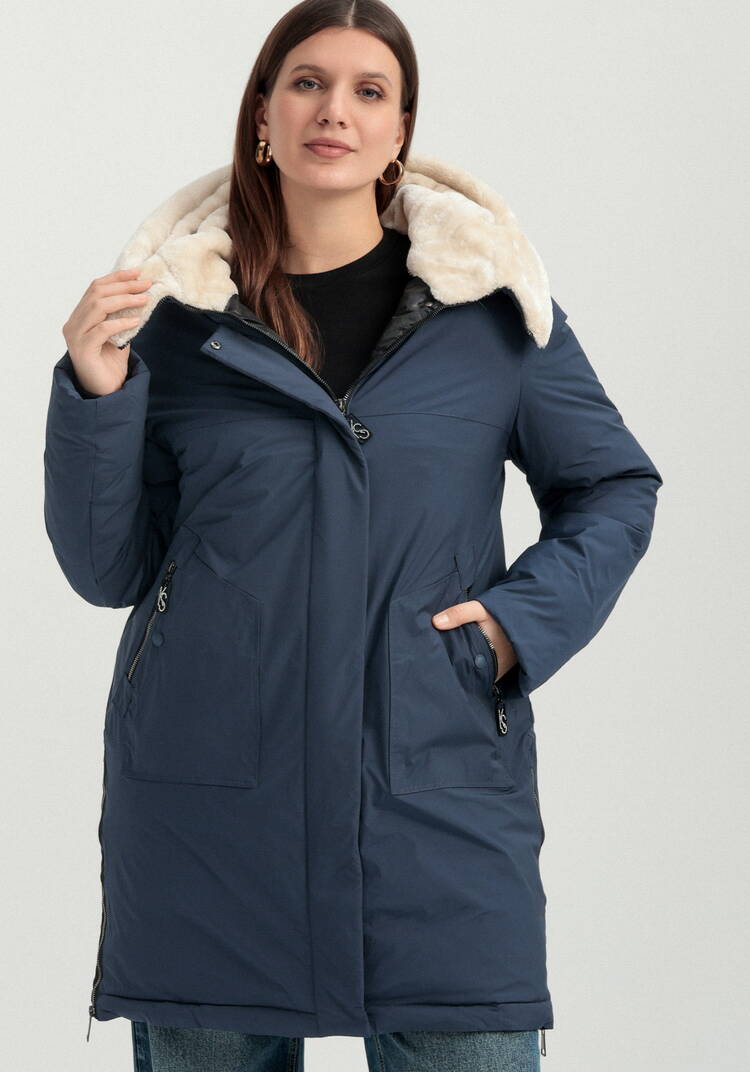 Куртка с меховым капюшоном на молнии шир.  750, рис. 20