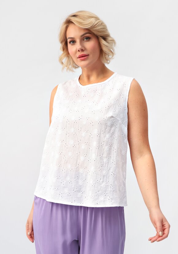 Майка ажурная из шитья с круглым вырезом шир.  580, рис. 7