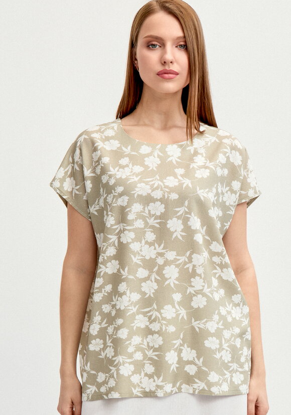 Блуза с коротким рукавом изо льна шир.  580, рис. 4