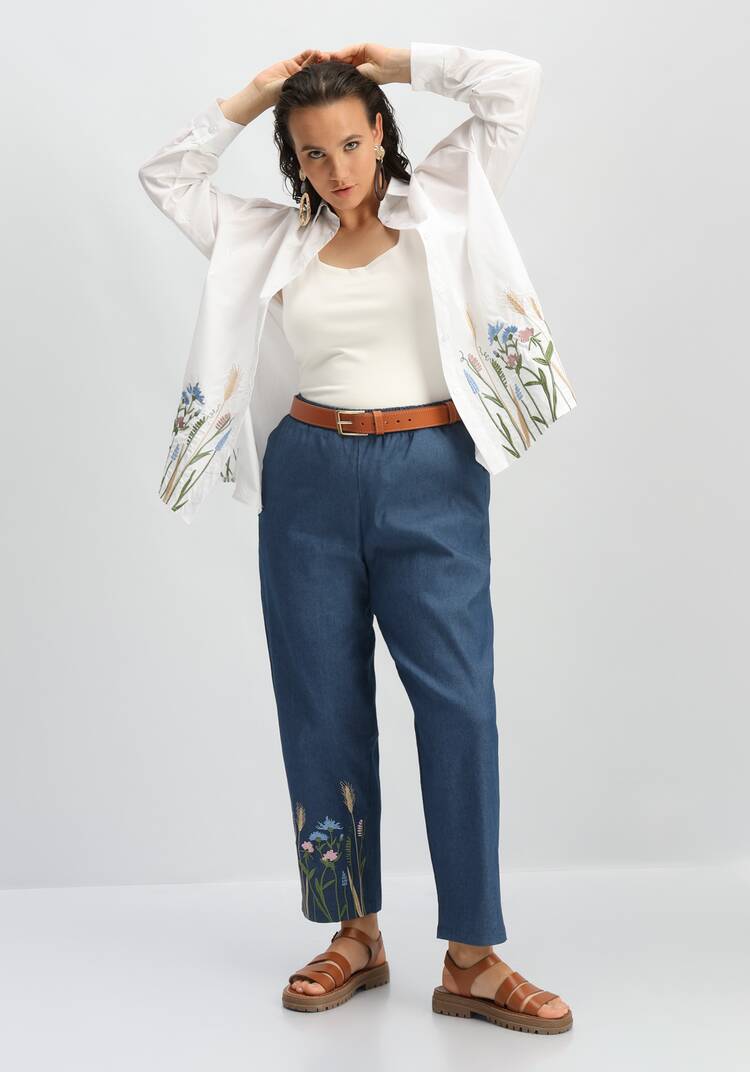 Брюки с вышивкой по низу шир.  750, рис. 18