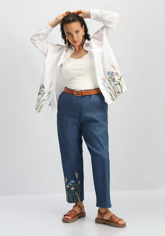 Брюки с вышивкой по низу шир.  580, рис. 18