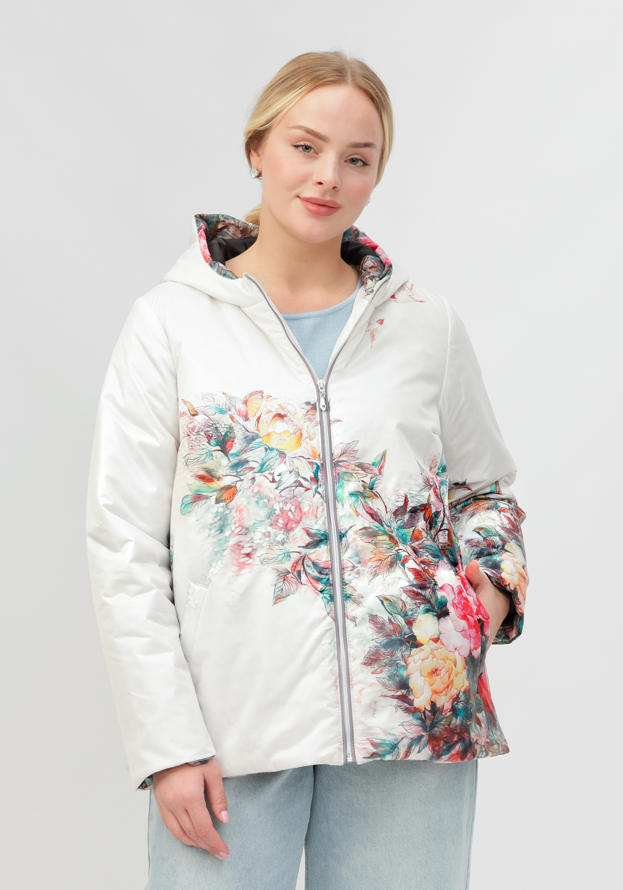 Куртка с цветочным принтом "Агнесса" Людмила Романова, размер 50 - фото 1